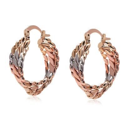 Wholesale Trendy Geometric Temperament Ladies&prime;s Three-Color Earrings