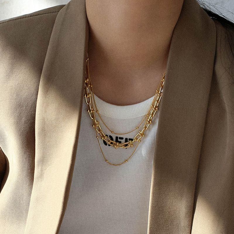 Fashion Simple Triangle Geometric Double Layer Necklace Jewelry