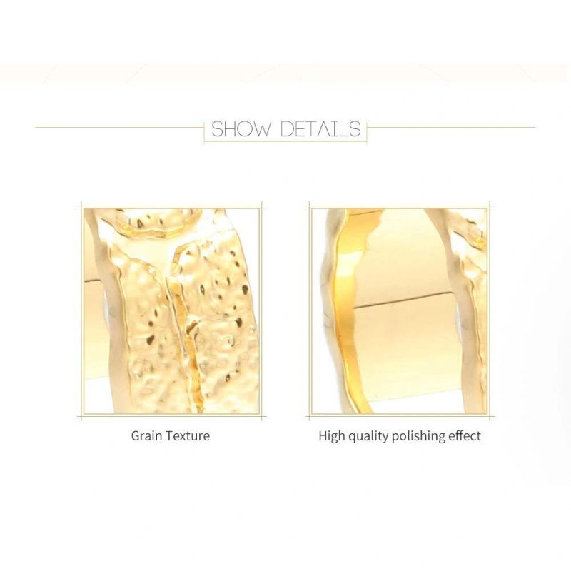 Latest Width Sand Stone Texture Gold Plated Finger Rings Women