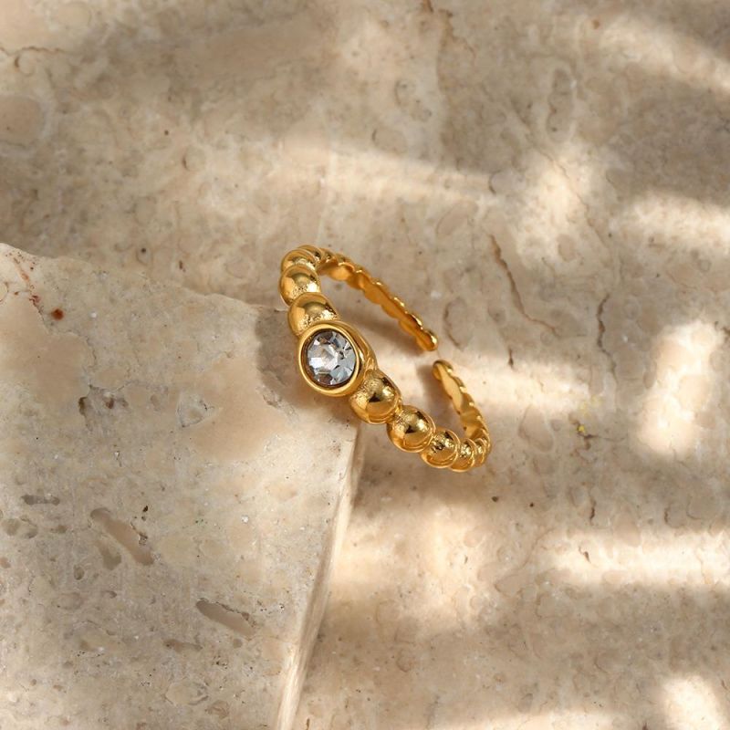Manufacturer Custom Jewelry Non Tarnish 18K Gold Plated Stainless Steel Jewelry Ring Jewelry Gold Plated Ring