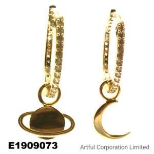 Fashion Jewelry/Earring/Brass Earring/Silver Earring/Planet and Moon