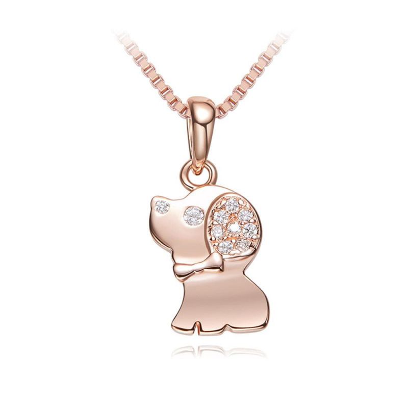 Cartoon Pig Dog Metal Pendant Necklace