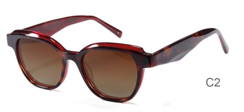 Wholesale Round Chamfer Shape Vintage Unisex Fashion Unisex UV400 Polarized Acetate Sunglasses