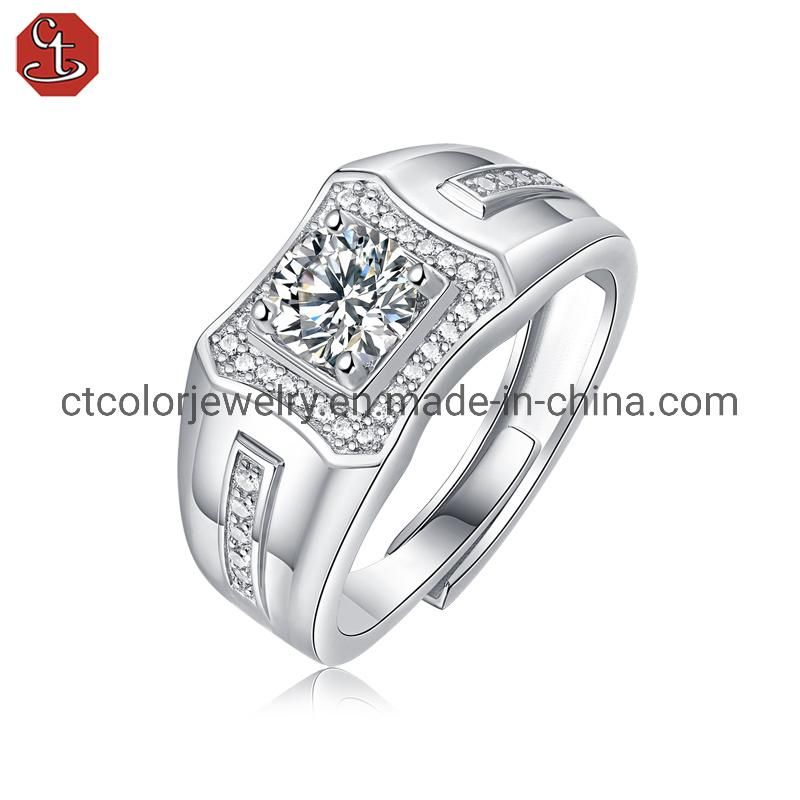 Exquisite diamond classic four-claw 1 carat Moissanite men′s jewelry ring for man