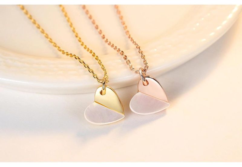 Fashion Rose Gold Love Heart S925 Silver Pendant Necklace