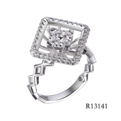 Delicate Square Silver with CZ Hollow Ring