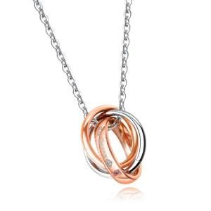Gold-Plated Stainless Steel Two-Tone Interlocking Charm Necklace