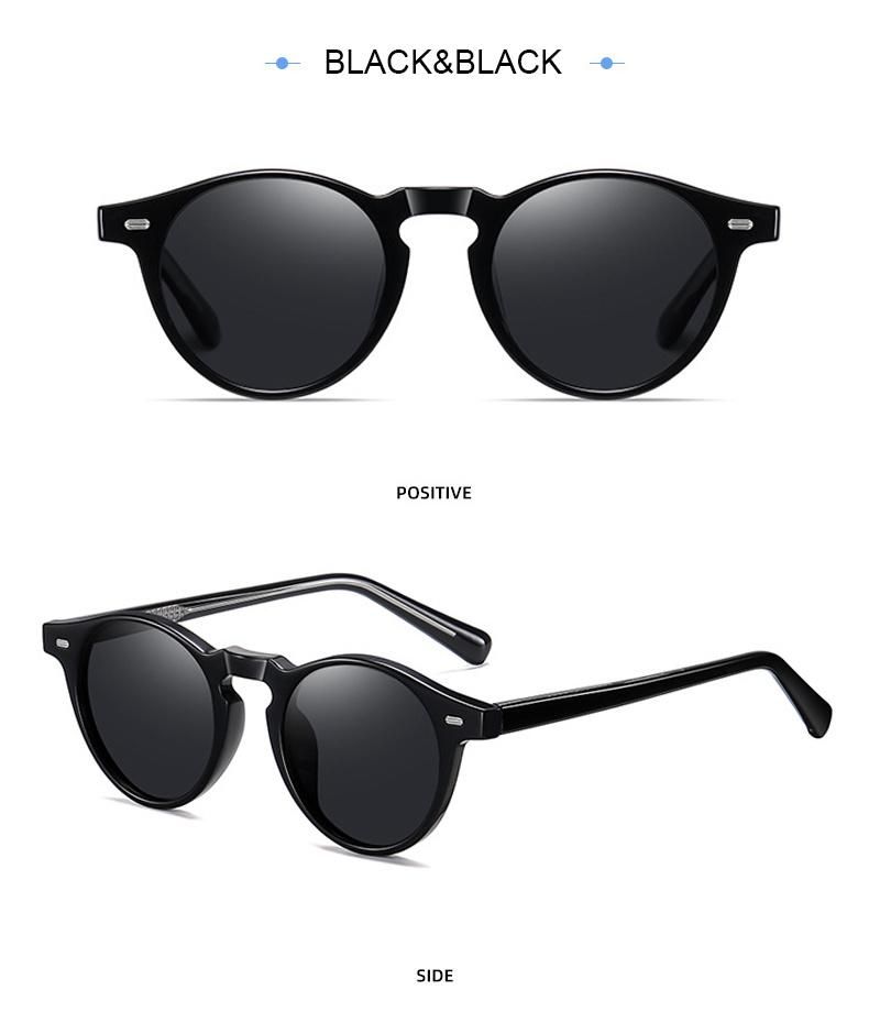 2022 High Quality Tr90 Round UV400 Tac Polarized Custom Designer Sunglasses with Metal Insert Hinge Wholesale Sunglass