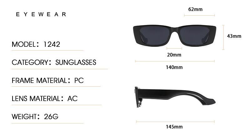 Sunglasses European and American Trend Small Frame Women Square Bright Black Net Red Same Sunglasses