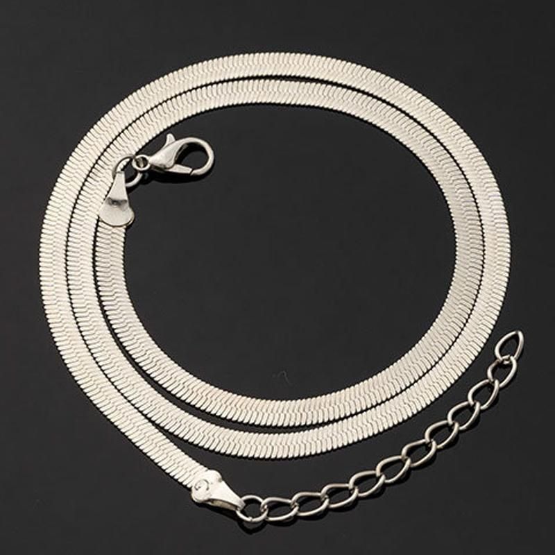 Plated Adjustable Herringbone Flat Snake Chain Necklace Fashion Jewelry