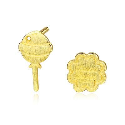 Lollipop and Mooncake Shape Earrings Jewelry Studs