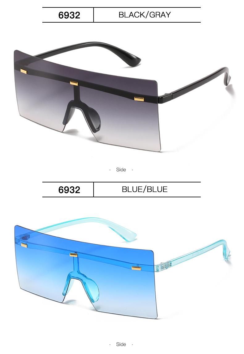 Retro One-Piece Large Frame Windshield Glasses PC Frame Personalized Square Sunglasses