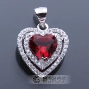 Ruby Heart Necklace Pendant Charms
