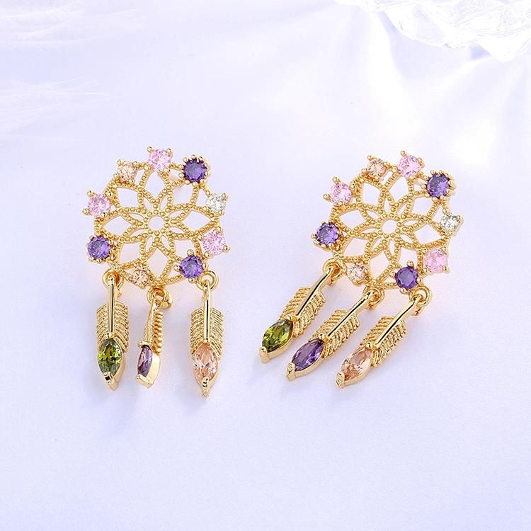 Arabic Fashion Fake 18K Rose Gold Plated CZ Stud Earring New Model 2020 Designs Stud Earrings for Women