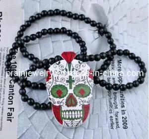 Summer Style Fine Jewelry/ Jewellery Natural/ Skull Head Wooded Handmade Necklace with Bead Chains (PN-047)