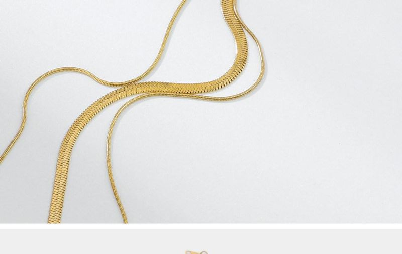 Stainless Steel Chain Link Necklace with 14K Gold Plated 3in1 Snake Chains Jewelry for Women