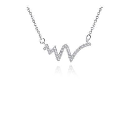S925 Sterling Silver Fashion Zircon Lightning Shape Necklace