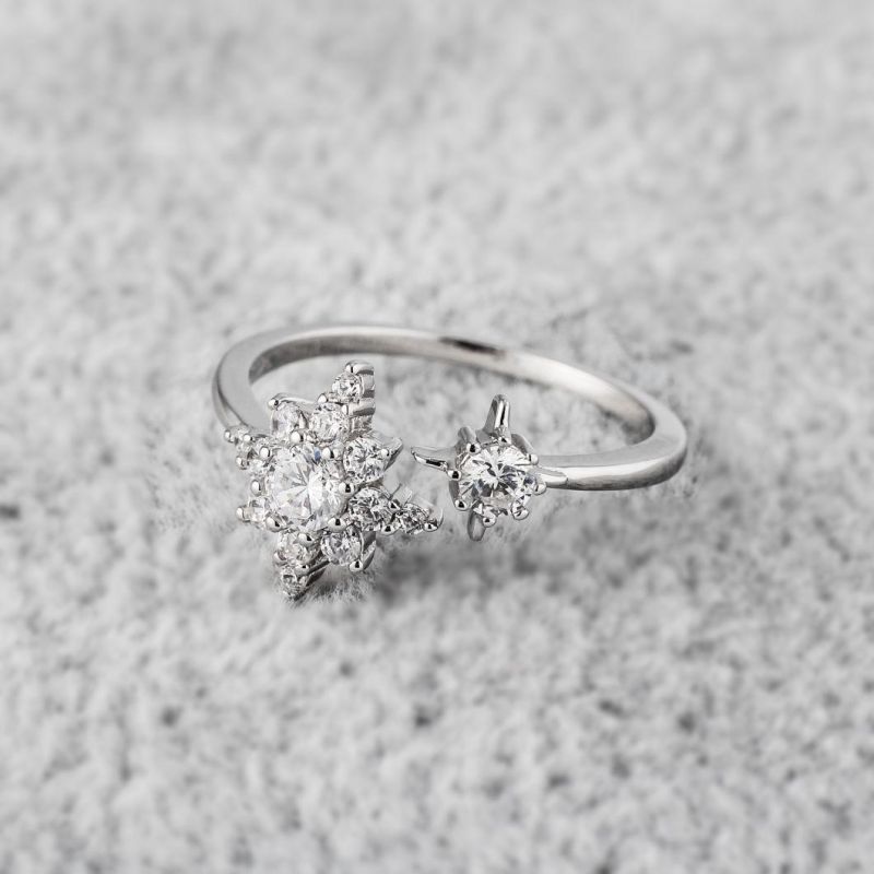 Hot Sell 925 Silver CZ Wedding Open Ring