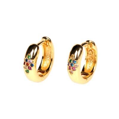 18K Gold Plated Wholesale Fancy Small Woman Copper Clip Hoop Earring