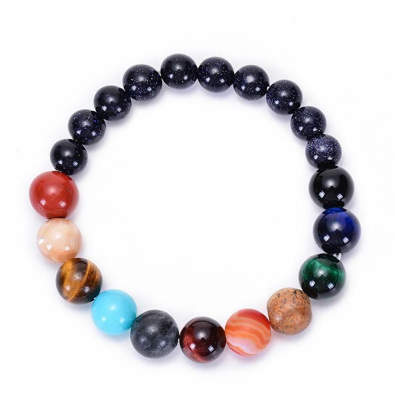 Solar System Eight Planets Stretch Line Bracelet Natural Blue Sand Stone Women′ S Accessories Wholesale Natural Stone Beaded Bracelets