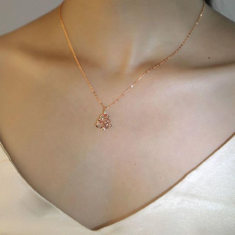 925 Sterling Silver Christmas Tree Reindeer with Colorful CZ Pendant Necklace Women Christmas Gift Fashion Jewelry