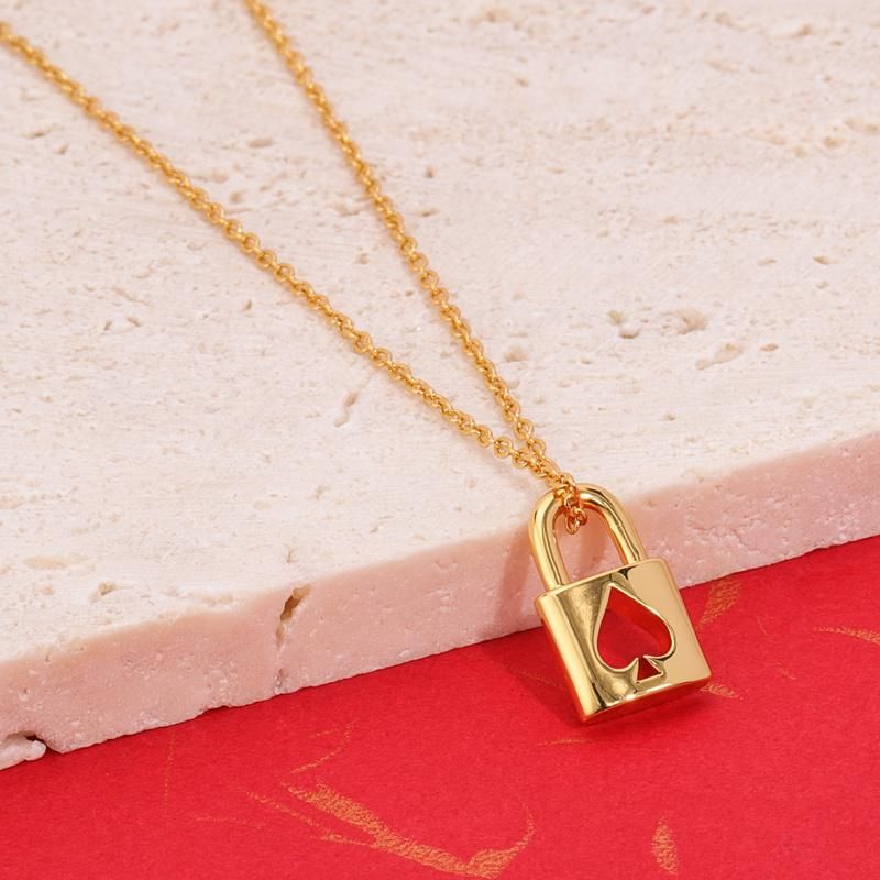 Heart Locket Lock Pendant with Chain in Brass Material with 18K Gold Plated