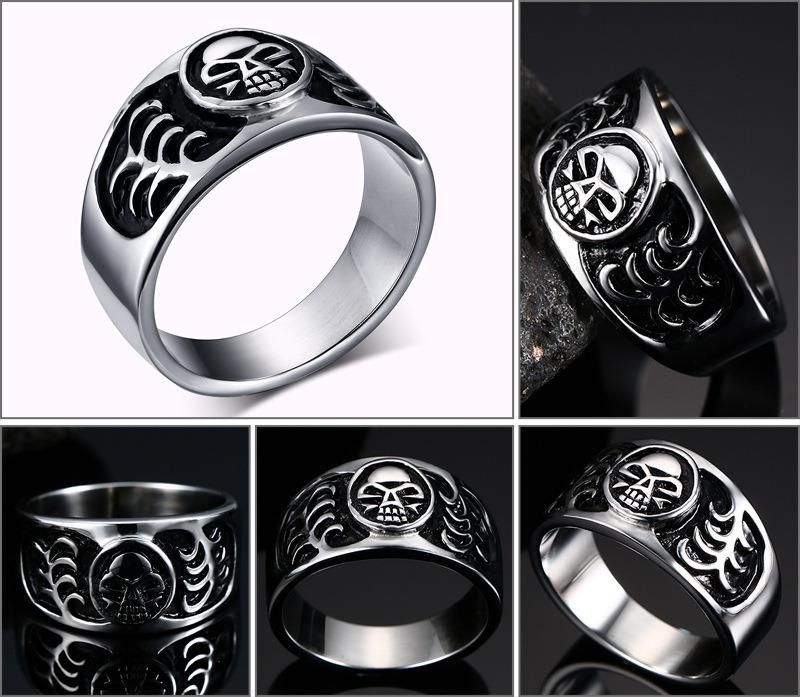 Black Punk Steel Ring for Men