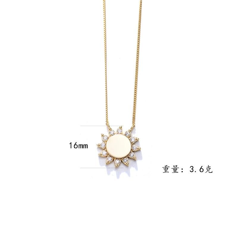 Trendy Delicate 925 Sterling Silver Sunflower Zircon Curb Link Chain Necklace for Girl