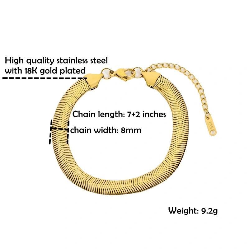 Chunky Centipede Chain Link Bracelet Stainless Steel with 18K Gold Plated Fashion Jewelry for Women