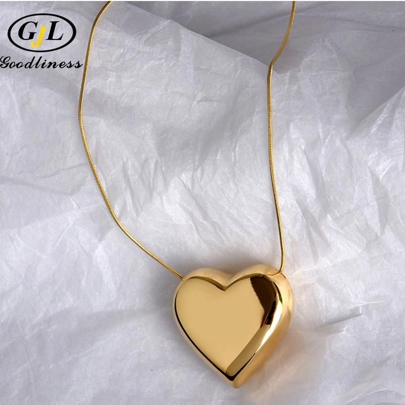 High Quality Gold Heart Plated Shape Abstract Necklace Jewelry
