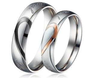 Heart Shape Matching Titanium Promise Ring for Couple 316L Stainless Steel Wedding Bands Rings