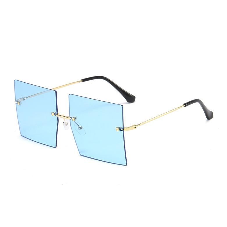 Oversized Brown Sunglasses 2021 Women Retro Vintage Sunglasses Famous Fashion Rimless Eyewear Oculos De Sol Feminino Big Shades