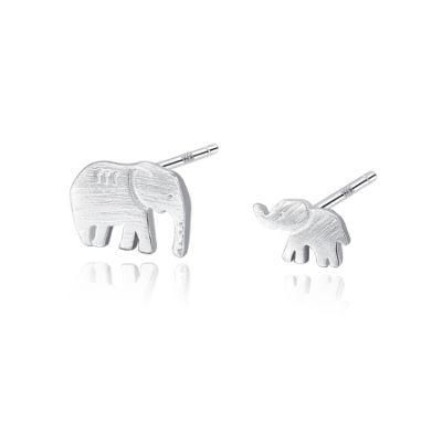 Mother-Child Elephant Design Sliver and Gloden Ear Stud