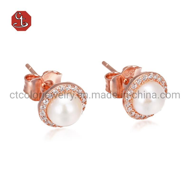 Wholesale 18K Gold Plated Sterling Silver and Brass Women Finger Fashion jewelry Freshwater Pearl Rings