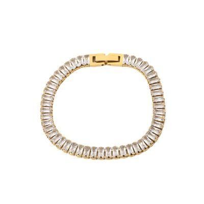 Manufacturer Custom Zircon Fashion jewellery High Quality Waterproof Bling Bracelets Diamond Zircon Bracelet Stainless Steel Jewelry