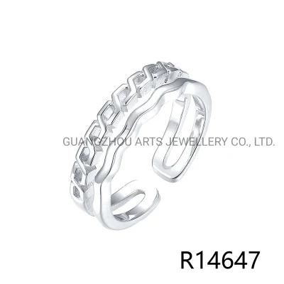 925 Sterling Silver Multi Stone Shape Wave Adjustable Ring