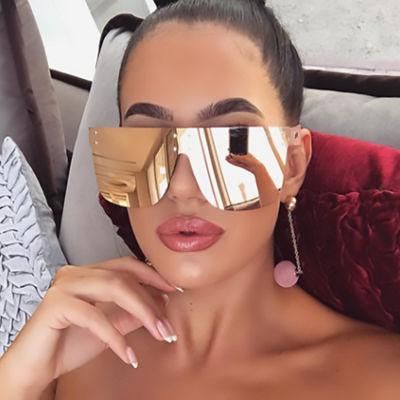 One-Piece Big Frame Sunglasses Fashion Rivet Colorful Mercury Sunglasses