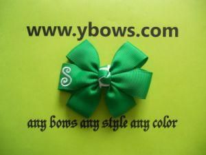 Green Initial Hair Bows With Letter