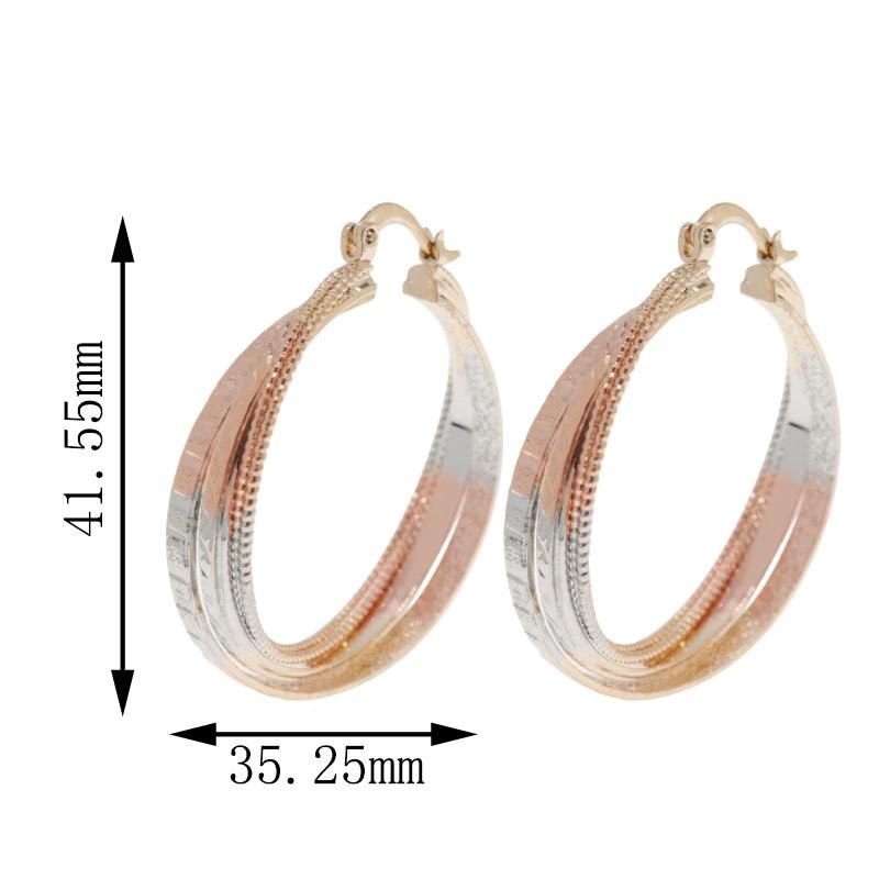 Wholesale Statement Tricolor Gold Plated Fashion Earrings