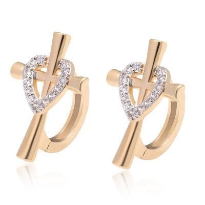 Cross Heart Fashion Chic Huggie 14K Gold Plated Jewellery Earrings