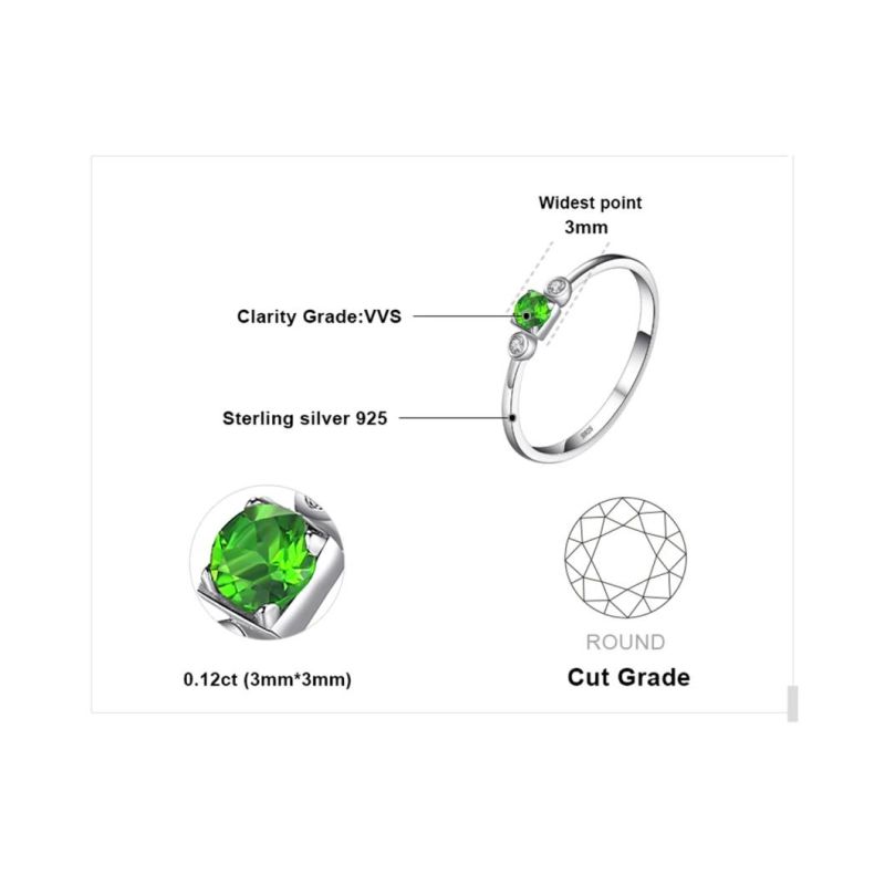 Gemstone Jewelry Created Semi Precious Stone Diopside Ring 925 Sterling Silver Jewelry