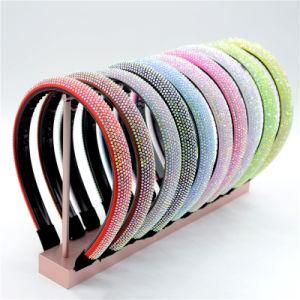 2021 Hot Sales Fashion Bright Color Shiny Diamonds Hairband New Style Toothed Anti Slip Headband for Young Girl