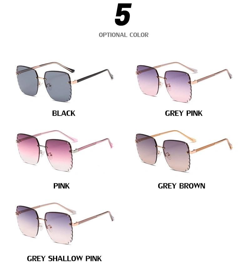 Hot Sale New Popular Fashion Simple Design Sun Glasses Women Nylon Lens Square Frameless UV400 Sunglasses