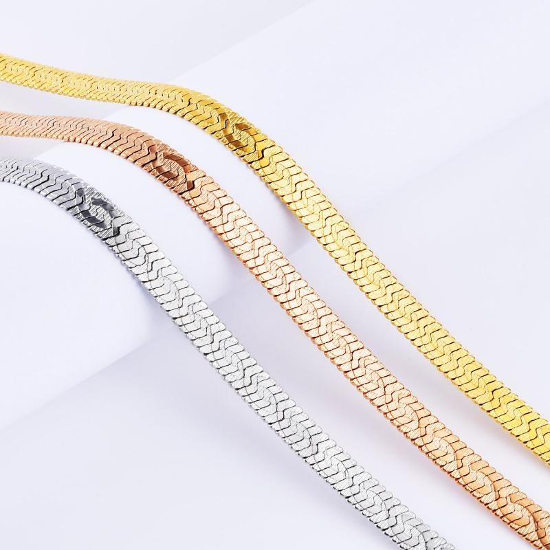 Wholesale Fashion Jewelry Necklace Herringbone Embossed Chain Anklet Bracelet