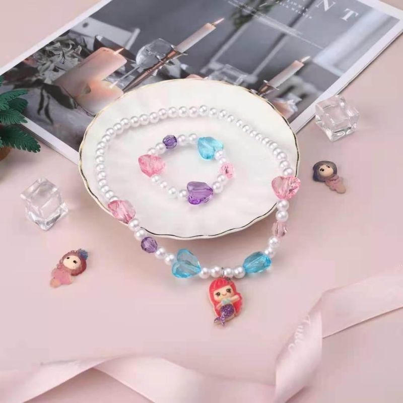 Fashion Jewelry Unicorn Necklace Set Mermaid Princess Jewelry 2-Piece Set