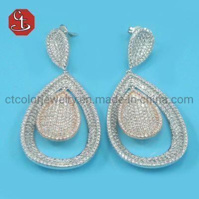 Elegant Silver or Brass Earring Wholesale Cubic Zircon Jewelry