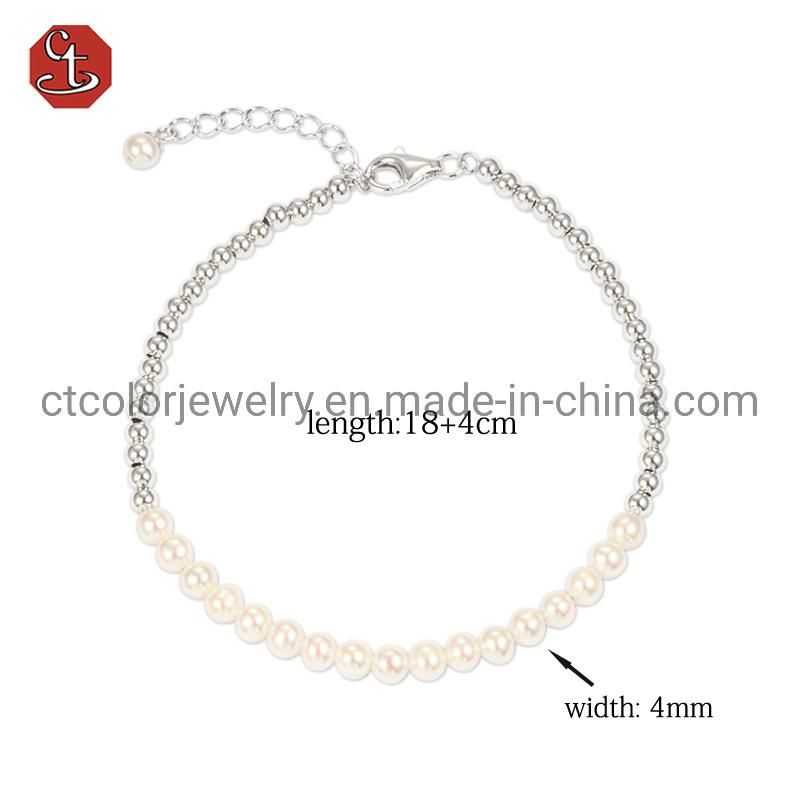2021 Fashion Silver Bangles Natura pearl Bracelets Luxury for Women plated Rhodium