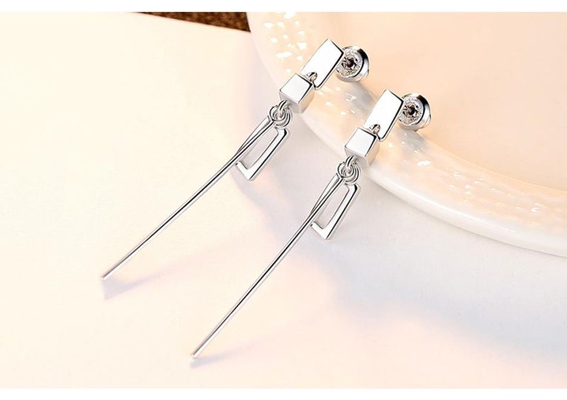 Fashion Jewelry Silver Cupchain Round Earring with Square Chain