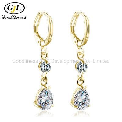 New Fashion Water Drop-Shaped Ear Pendant Pop Zircon Earring