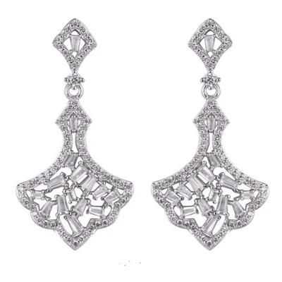 2022 Trendy Jewelry 925 Sterling Silver or Brass Shining AAA CZ Wedding Earring for Ladies